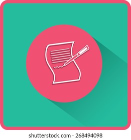 Paper and pen. Flat vector icon