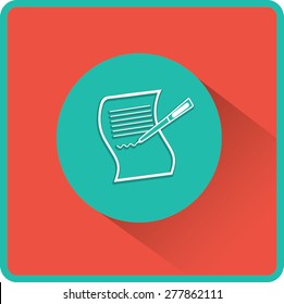 Paper and pen. Flat vector icon