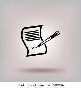 Paper and pen. Flat vector icon