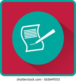 Paper and pen. Flat vector icon