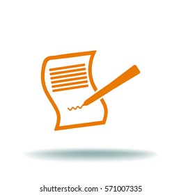 Paper and pen. Flat vector icon