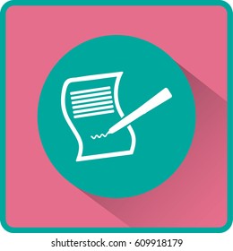 Paper and pen. Flat vector icon