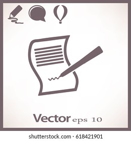 Paper and pen. Flat vector icon