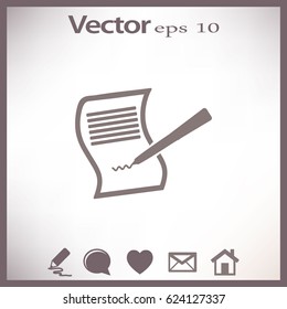 Papel y bolígrafo. Icono de vector plano