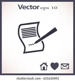 Papel y bolígrafo. Icono de vector plano