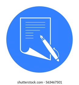Paper and pen icon black. Single education icon from the big school, university black.