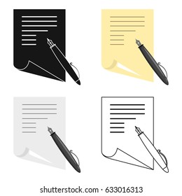 Paper and pen icon cartoon. Single education icon from the big school, university cartoon.