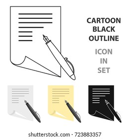 Paper and pen icon cartoon. Single education icon from the big school, university cartoon.