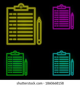 paper, pen icon neon color set icon. Simple thin line, outline vector of business icons for ui and ux, website or mobile application