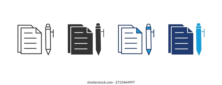 Papel y pluma Icon Set Colección de estilo múltiple