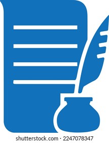 Paper pen icon, stationery icon blue vector