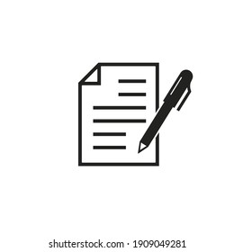 Paper And Pen Icon, Vector Isolated Illustration.