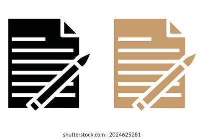 Paper and pen icon, Vector isolated illustration.