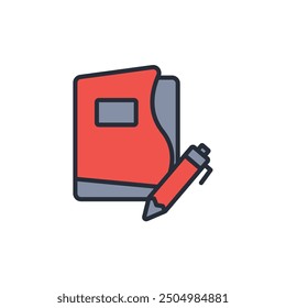 paper and pen icon. vector.Editable stroke.linear style sign for use web design,logo.Symbol illustration.