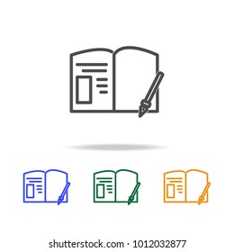paper with a pen icons. Element of edecation for mobile concept and web apps. Thin line  icon for website design and development, app development. Premium multicolor icons on white background