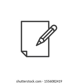Paper and pen line icon. Document edit linear style sign for mobile concept and web design. Page with Pencil outline vector icon. Form symbol, logo illustration. Vector graphics