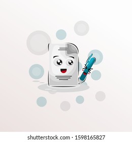 paper and pen mascot design vector