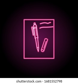 Paper and pen neon icon. Simple thin line, outline vector of education icons for ui and ux, website or mobile application