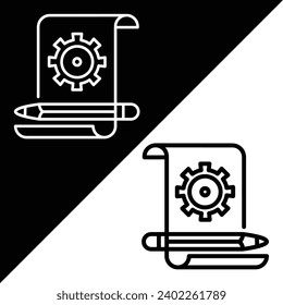 Paper, Pen or Project Vector Icon, Lineal style icon, from Work in Progress icons collection, isolated on Black and white Background.