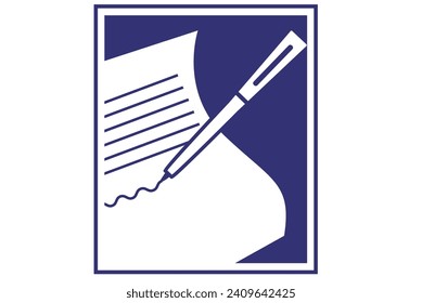 Paper and pen vector clipart. writing sign or symbol. vector cartoon style clipart. 