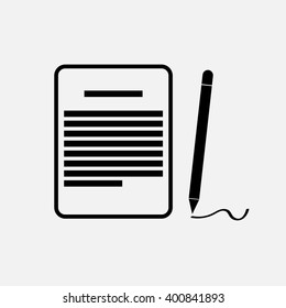 Paper with pen  - vector icon 