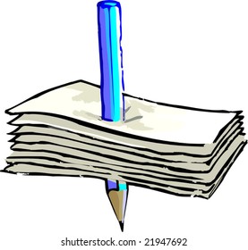 paper pencil,	