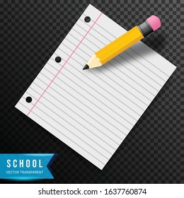 paper and pencil, back to school . vector illustration, isolated on transparent background