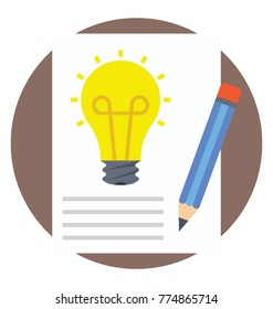 
A paper with pencil and bulb representing creative writing
