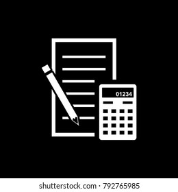 Paper pencil and calculator vector icon
