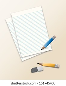 paper and pencil with eraser - eps10