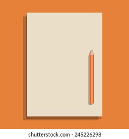 Paper and Pencil in flat design