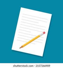paper and pencil flat vector illustration 