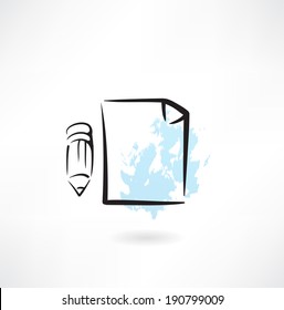 paper and pencil grunge icon