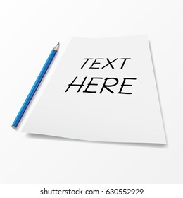Paper and pencil have space for text design.