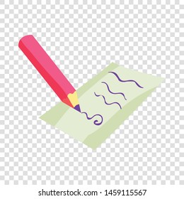 Paper and pencil icon. Cartoon illustration of paper and pencil vector icon for web