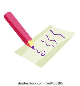 Paper and pencil icon. Cartoon illustration of paper and pencil vector icon for web