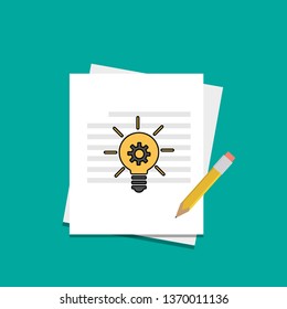 Paper and pencil icon. Creative idea concept