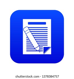 Paper and pencil icon digital blue for any design isolated on white vector illustration