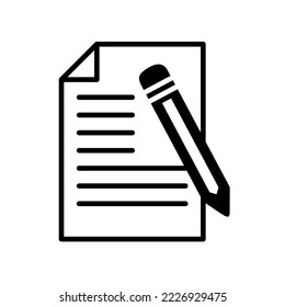 paper and pencil icon. editing icon. single icon isolated white background