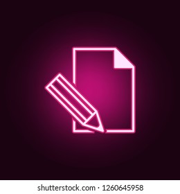paper and pencil icon. Elements of web in neon style icons. Simple icon for websites, web design, mobile app, info graphics