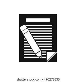 Paper and pencil icon in simple style on a white background vector illustration