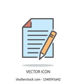 Paper and pencil icon vector