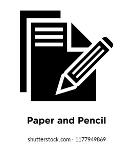 Paper and Pencil icon vector isolated on white background, logo concept of Paper and Pencil sign on transparent background, filled black symbol