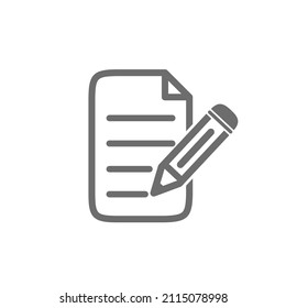 paper and pencil icon.  vector symbol of writing and contracting flat design isolated on white background.