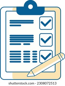 ein Papier- und Bleistift-Symbol, das eine vervollständigte Aufgabe darstellt, dieses Symbol kann als Illustration für ein Unternehmen oder was auch immer Sie wollen, dieses Symbol kann als dekoratives Element verwendet werden