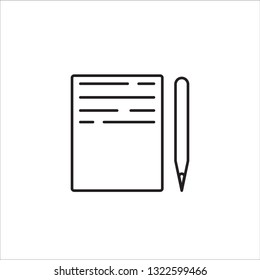 Paper and pencil line icon vector