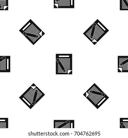 Paper and pencil pattern repeat seamless in black color for any design. Vector geometric illustration