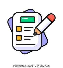 Paper with pencil showing checklist concept vector design, isolated on white background