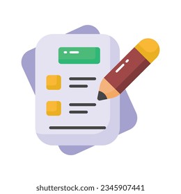 Paper with pencil showing checklist concept vector design, isolated on white background