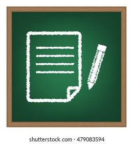 Paper and pencil sign. Flat style black icon on white.